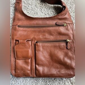 JP Ourse Brown Leather Crossbody Purse